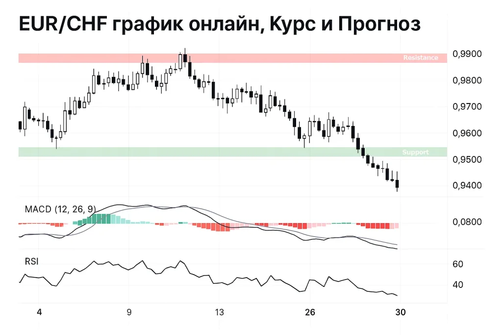 EUR/CHF &mdash; Евро / Швейцарский франк: график, курс и прогноз